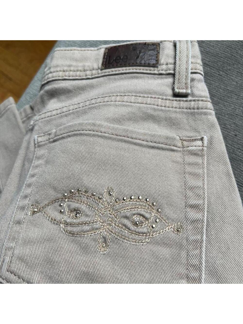 vintage y2k lee jeans mushroom taupe color size 27